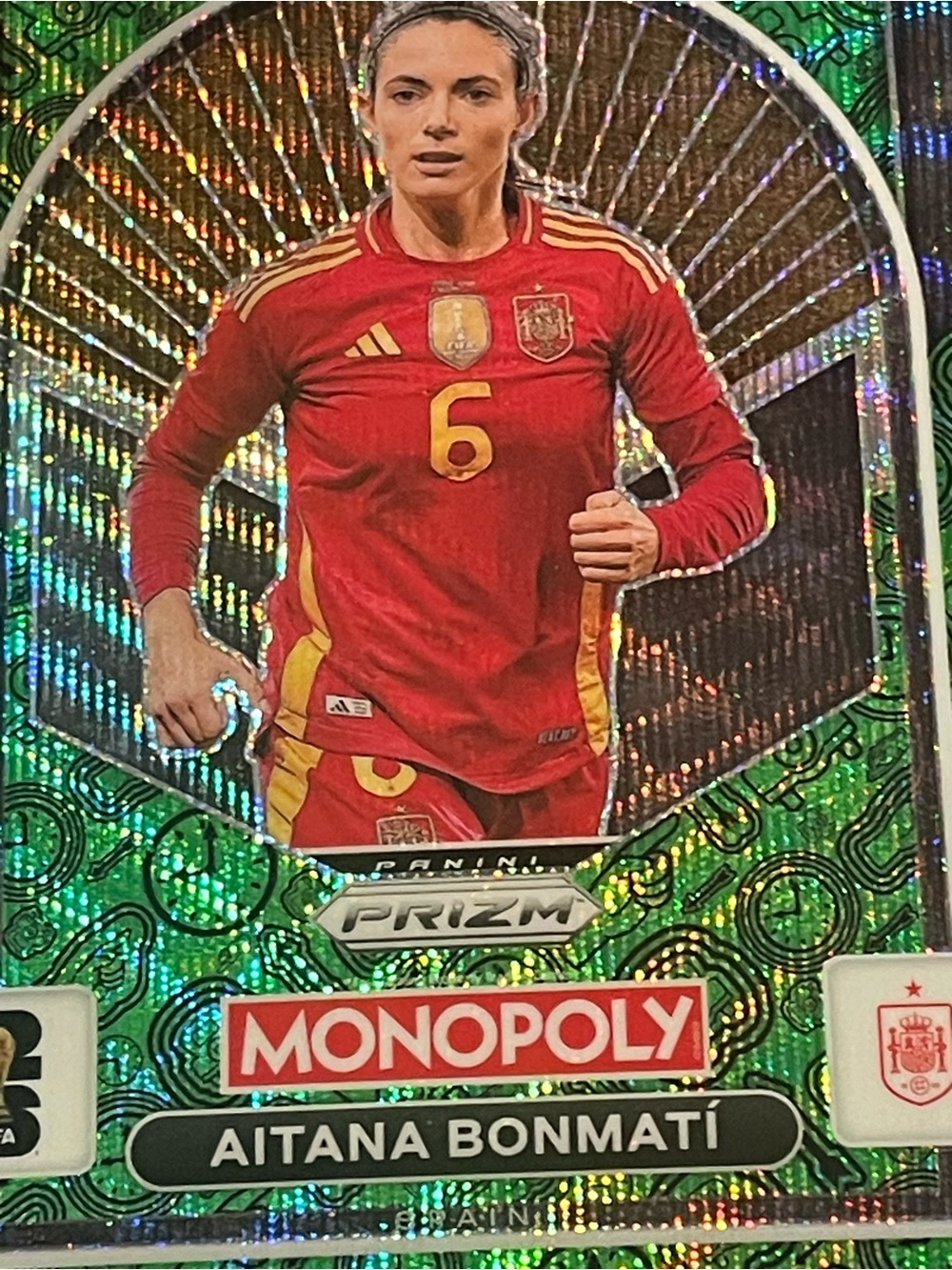 Panini 2026 Prizm Monopoly FIFA World Cup Aitana Bonmatí Spain #99 Green Wave - Picture 4 of 6